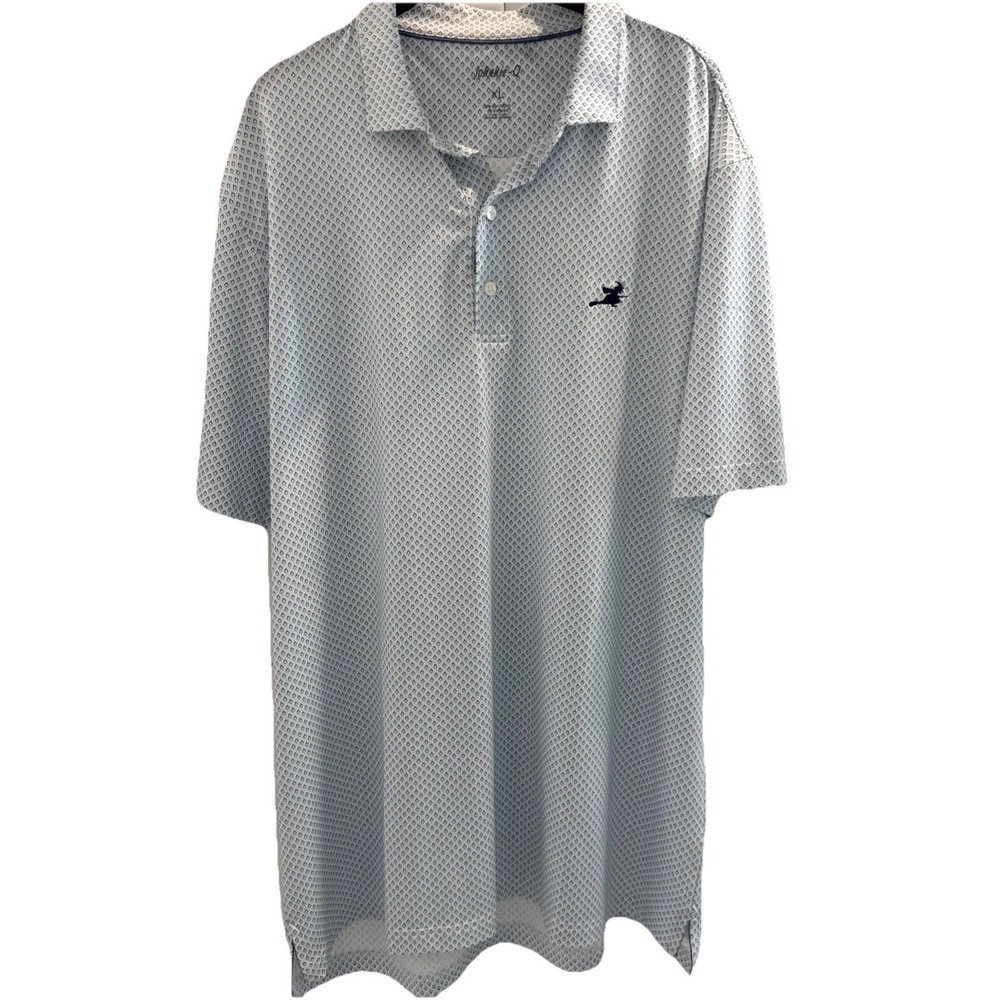 Johnnie-O Polo Shirt Mens XL Blue Diamond Golf Performance Stretch Witch Logo